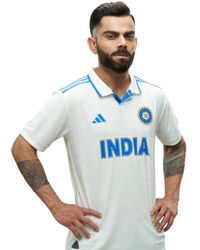 adidas - India Cricket Test Jersey White Slim Fit - Lyst