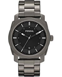 Fossil - Machine Fs4774 Grey Stainless-steel Quartz Watch With Black Dial - Lyst