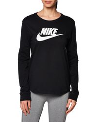 Nike - Fj0441-010 W Nsw Tee Essntl Ls Icn Ftra T-shirt Zwart Maat Xl - Lyst