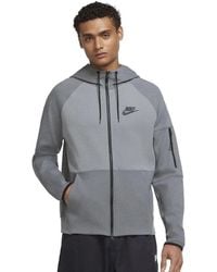 Nike - Sportswear Full Zip Hoodie Tech Fleece Cotton Smoke Grey Colour Block Size Small S - Lyst