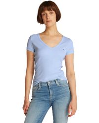 Tommy Hilfiger - T-Shirt iche Corte Donna Slim Scollo a V - Lyst