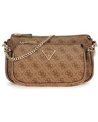 Guess - Noelle Ii Double Pouch Crossbody Bag Latte Logo/brown - Lyst