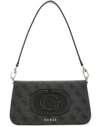 Guess - Eco Mietta Flap Shoulder Bag Coal Logo/Black - Lyst