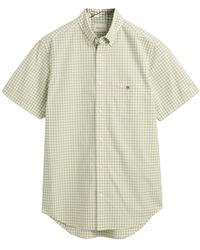 GANT - S Poplin Gingham Short Sleeve Shirt Milky Matcha M - Lyst