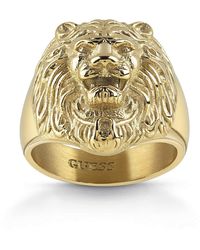 Guess - , anello a forma di testa di leone, da uomo, in acciaio inox, placcato oro e Acciaio inossidabile, 20, cod. UMR78001-60 - Lyst
