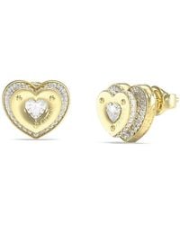Guess - Ohrringe Ohrstecker Herz Pave Goldfarben JUBE05551JWYGT/U - Lyst