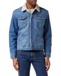 Wrangler 124mj Sherpa Denim Jacket in Brown for Men | Lyst UK