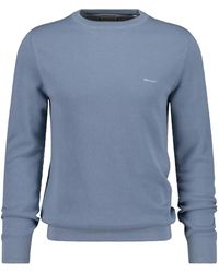 GANT - Cotton Pique C-neck Pullover Sweater - Lyst