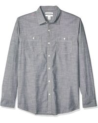 Amazon Essentials - Regular-fit Chambray Shirt Met Lange Mouwen,grijs,xs - Lyst