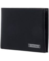 Calvin Klein - Billfold Wallet For - Black Leather - Card Holder - Coin Pocket - 100% Genuine Leather - Plaque - Lyst
