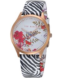 Ted Baker - Belgravia Ladies Watch With White Dial And Black And White Leather Strap Bkpbgs011 - Lyst