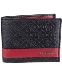 Guess - Leder Slim Bifold Geldbörse Schwarz Rot Einheitsgröße - Lyst
