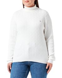 GANT - Stretch Cotton Cable Turtleneck Sweater - Lyst