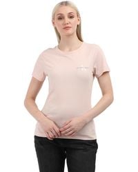 Calvin Klein - T-shirt Donna iche Corte Confezione da 2 Monologo Slim Scollo Rotondo - Lyst