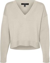 Vero Moda - Vmgold Link Ls V-neck Cropped Jumper Knitted - Lyst