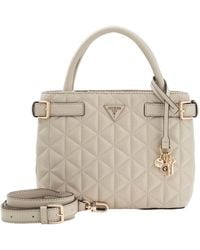 Guess - Paisleigh Small Satchel Light Taupe Beige Handbag Shoulder Bag - Lyst