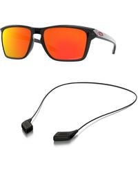 Oakley - Lot de lunettes de soleil : OO 9448 944805 Sylas Black Ink Prizm Ruby Pol Accessory Kit laisse noir brillant - Lyst