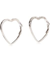 Guess Heart Hoop Earrings - Metallic