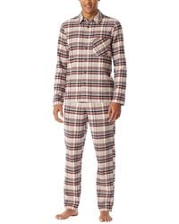 Schiesser - Schlafanzug lang mit Knopfleiste Flanell-Nightwear Set Pyjamaset - Lyst