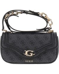 Guess - Sac à épaule bandoulière Dea Crossbody Flap Coal Logo gris foncé - Lyst