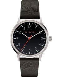 Ted Baker - Cosmop 40 Mm Black Leather Watch Bkpcsf907 - Lyst
