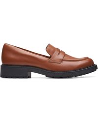 Clarks - Orinoco 2 Penny Leather Shoes In Dark Tan Wide Fit Size 6 - Lyst