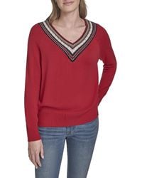 Tommy Hilfiger - Solider -Pullover mit V-Ausschnitt - Lyst