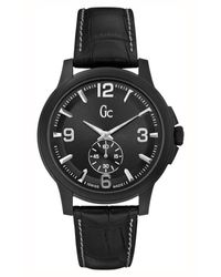 Guess - Gc S Casual Swiss Made All Black Ss Case Leather Watch X82006g2s - Lyst