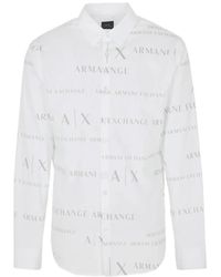 Emporio Armani - A | X Armani Exchange Regular Fit Cotton Poplin Printed Long Sleeve Button Down Woven Shirt - Lyst