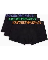 Emporio Armani - Lot De 3 boxers En Coton Biologique Brillant Avec Bande Logo Asv - Lyst