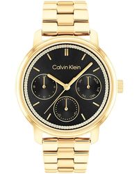 Calvin Klein Reloj Analógico de Cuarzo multifunción para mujer con Correa en Acero Inoxidable dorado - 25200177 - Metálico