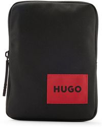 HUGO - S Ethon Ns Zip Recycled-material Reporter Bag With Red Logo Label Size One Size - Lyst