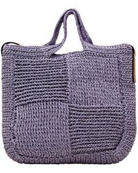 Esprit - Basttasche aus Webstoff mit Details in Lederoptik - Lyst