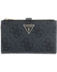 Guess - Wallet Laurel Ii Slg Double Zip Organizer Coal Logo Dark Grey - Lyst