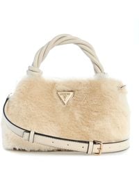 Guess - Schoudertas Handtas Shaida Top Handle Flap Crossbody Bag Stone Crème - Lyst