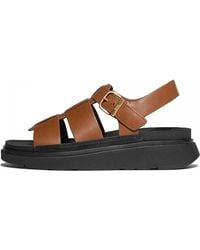 Fitflop - Fit Flop Gen-ff Fisherman S Wedge Sandals Tan 7 Uk - Lyst