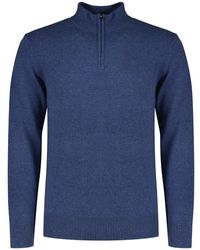 Hackett - Hackett Lambswool Half Zip Sweater M Chambray Blue - Lyst