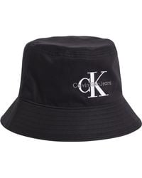 Calvin Klein - Monogram Bucket Hat Other Hat Black One Size - Lyst
