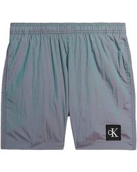 Calvin Klein - Beachwear Uomo Grigio Shorts Mare Grigio da Uomo con Patch Logo S - Lyst