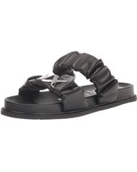 Emporio Armani - A | X Armani Exchange Aretha Ruched Logo Flat Sandals - Lyst