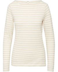 S.oliver - Geringeltes Langarmshirt aus Flammgarn mit U-Boot-Ausschnitt beige 40 - Lyst