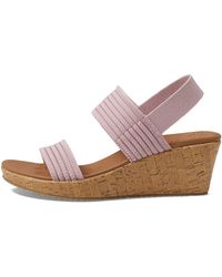 Skechers - 's Beverlee Sheer Luck Pink Vegan Wedge Cork Sandals - Lyst