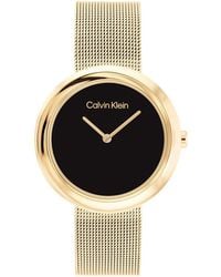 Calvin Klein - Reloj Analógico de Cuarzo para Mujer Colección Twisted Bezel con Correa de Malla de Acero Inoxidable de Color - Lyst