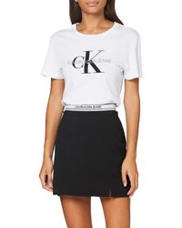 Calvin Klein Logo Elastic Milano Mini Skirt Falda - Negro