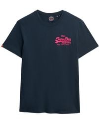 Superdry - Lässiges T-Shirt mit aufgesticktem Vintage Logo Finster Marineblau XL - Lyst