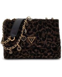 Guess - Giully Ii 2 Compartment Convertible Flap Shoulder Bag Dark Logo Black - Lyst