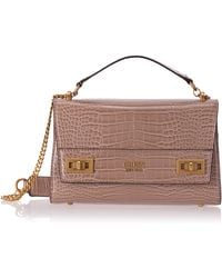 Guess - Woman Bag With Shoulder Strap In Beige Shiny Croco Faux Leather Code Cb849419 Light Rum Measures 15x27x8 - Lyst