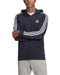 adidas - Standard Essentials Fleece 3-stripes Full-zip Hoodie - Lyst