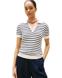 Tommy Hilfiger - 's Short Sleeve Cable Knit Polo Shirt With Button Placket - Lyst