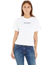 Tommy Hilfiger - T-shirt Donna iche Corte Serif Linear Tee Scollo Rotondo - Lyst
